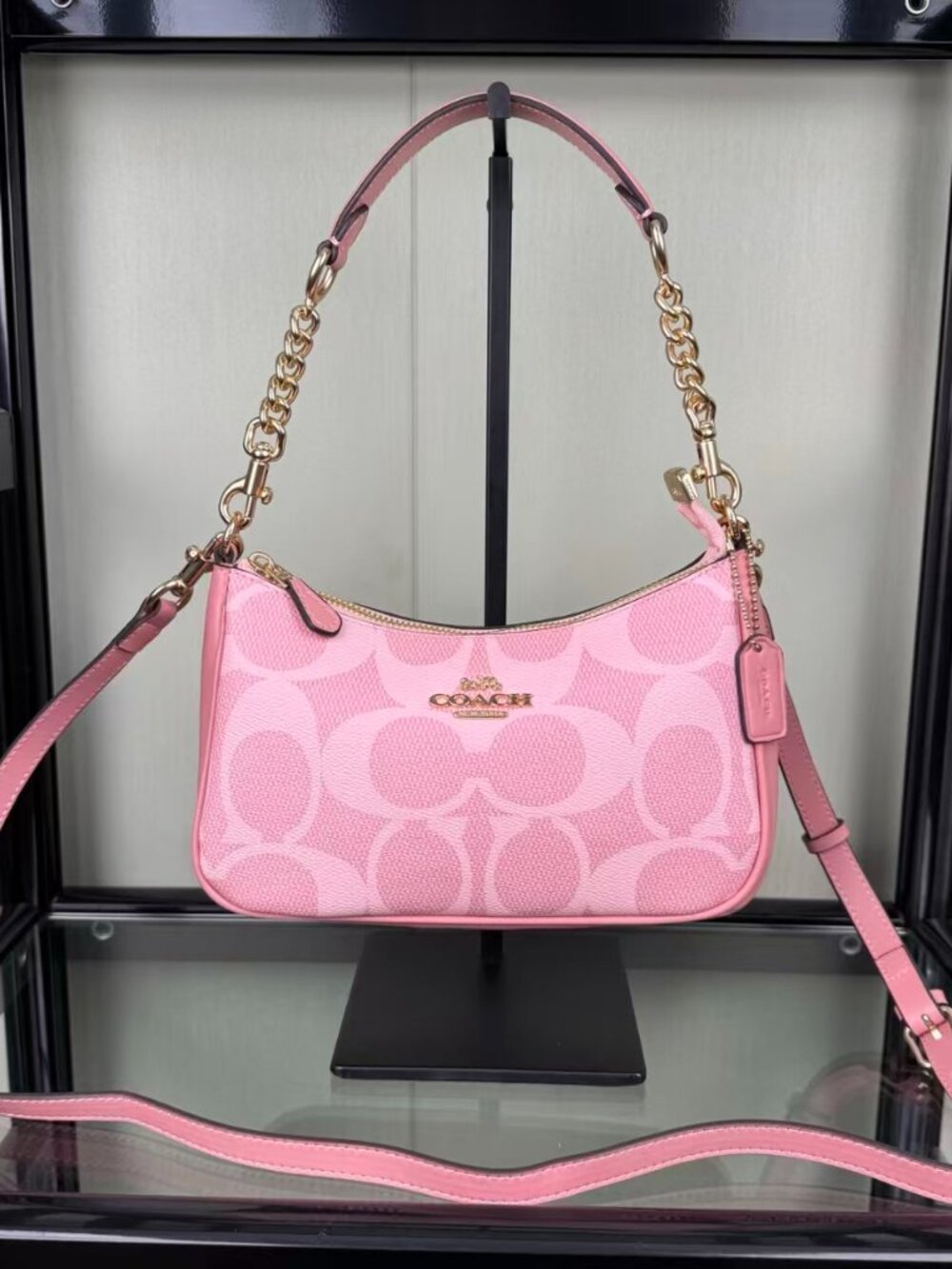 Coach Pink Signature Teri Shoulder Bag